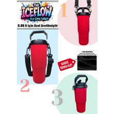 Stanley Flip Straw Tumbler 0.89 Litre KIRMIZI Neopren Termos Kılıfı ve Omuz Askısı Aksesuar