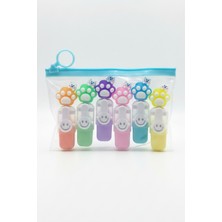 Gökyüzü Işığı Sevimli Kedi Başlıklı Mini Fosforlu Keçeli Kalem-6lı SET-FOSFOR06