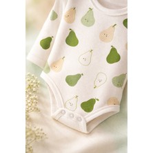 Almira Anne Bebek Bebek Iç Giyim Body Uzun Kollu Çıtçıtlı Armut Desenli Şık ve Konforlu