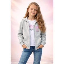 Almira Anne Bebek Yazlık Kız Çocuk Hırkası Fermuarlı Kapüşonlu Gri Renk