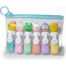 Gökyüzü Işığı Sevimli Figür Başlıklı Mini Fosforlu Keçeli Kalem-6lı SET-FOSFOR09