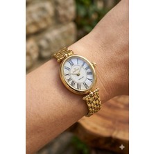 Essence Klasik Kadın Kol Saati | 22 mm Çelik Kasa, Gold Çelik Kordon, Beyaz Kadran