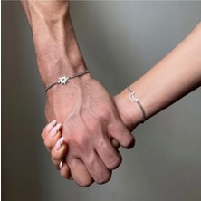 Genel Paslanmaz Çelik Sevgili Bileklik Seti - Güneş ve Hilal Tasarımlı Çift Bilekliği