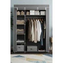 Missidea Elit Yandan Raflı Bez Dolap | Metal Iskeletli Gardırop