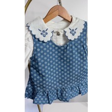 Bobby Kız Bebek Çicek Desenli Sara Nakışlı Bebe Yaka Jile Kot Elbise Kız Bebek Çicek Desenli Sara Nakışlı Bebe Yaka Jile Kot Elbise