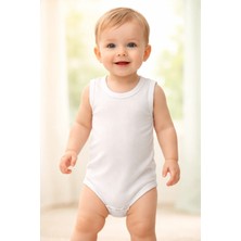 Almira Anne Bebek Bebek Zıbın Günlük Kullanım Için Unisex Fitilli Sıfır Kol Çıtçıtlı Bady