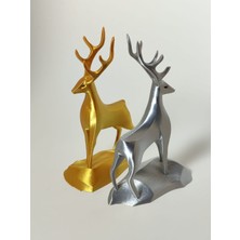 3DART54 Dekoratif Modern Ikili Geyik Biblo Seti - Minimalist Iskandinav Tarzı Ev ve Ofis Heykeli