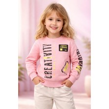 Almira Anne Bebek Çocuklar Için Uzun Kollu Pudra Sweatshirt 3-7 Yaş