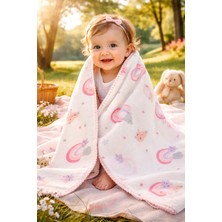 Almira Anne Bebek Bebek Battaniyesi Gök Kuşağı Desenli Yumuşak Müslin Set