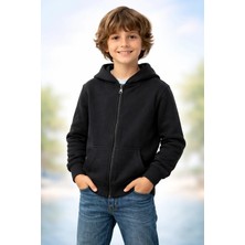 Almira Anne Bebek Mevsimlik Erkek Çocuk Hırkası Fermuarlı Cep Detaylı Siyah