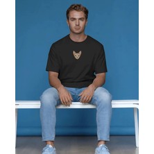 Muhtar Store Erkek Sfenks Kedi Baskılı Oversize Tişört – Minimal Sphynx Cat Tasarım