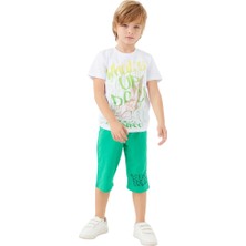 Almira Anne Bebek Beyaz Looney Tunes Desenli Erkek Kapri Takım | 3 - 9 Yaş | Yeşil &amp; Beyaz | Tişört &amp; Kapri