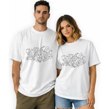 Kidilia Matematik Formullü Unisex Bisiklet Yaka Tasarım Tshirt - Beden: Srenk: Beyaz