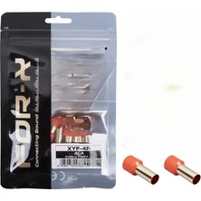For-x 4ga Bakır Yalıtımlı Amfi Kablosu Ucu - Kırmızı - 2 Adet - 25 mm Izoleli Bakır Yüksük - 4ga Yuvarlak Yüksük - 2 Adet