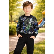 Almira Anne Bebek Erkek Çocuk Yazı Baskılı Siyah Eşofman Takımı