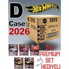 Hot Wheels 2026 D Case 72'li Açılmamış Tek Bant Kapalı Koli Set-1 (5'li Premium Hediyeli)