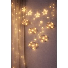 Selfbuysell 3mt Fişli - Eklemeli Ramazan Dekor Lamba - Perde LED Sarı Beyaz Yuvarlak Cami - Yıldız Ekl-09-04 (5324)