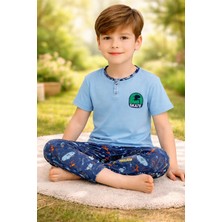 Almira Anne Bebek Erkek Çocuk Skate Yazılı Kısa Kollu Pamuk Pijama Takımı