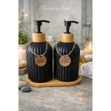 Shopping Area Sıvı Sabunluk Seti (Bambu Stantlı)