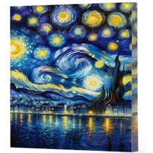 Epilons Van Gogh 7 - Yıldızlı Gece Çizgili Yan Boyamalı Defter