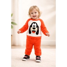 Almira Anne Bebek Kışlık Bebek Takım Uzun Kollu Kalın Dokulu Turuncu Beyaz