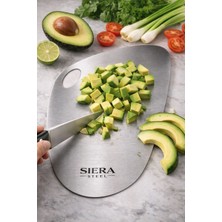 Siera Steel Elora Paslanmaz Çelik Oval Kesme Tahtası - 24X34 cm