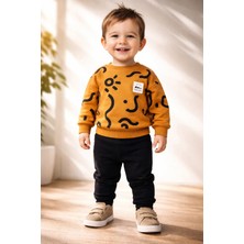 Almira Anne Bebek Bebek Erkek Takımlar Kahve Renkli Uzun Kollu ve Parçalı Konforlu Set