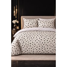 More Home Çift Kişilik Nevresim Takımı Lastikli Çarşaflı Kalp Desenli Beyaz  Kırmızı