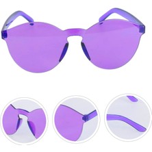 Selfbuysell Sert Mika Oval Şekilli Çerçevesiz Mor Gözlük Retro Parti 5X14 cm