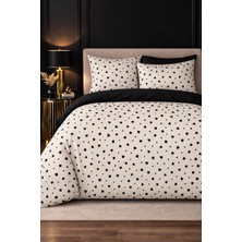 More Home  Lastikli Çarşaf  Çift Kişilik Nevresim Takımı Kalpli Siyah  Kombinli