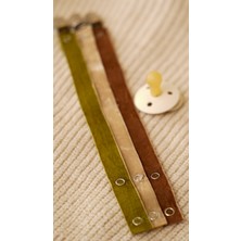 Bond and Bestie Bebek Emzik Askısı / Emzik Askılığı - Renkli Kadife, Haki-Bej-Kahverengi, Güvenli Klipsli