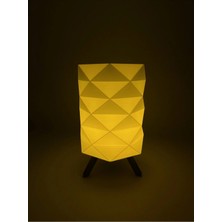 Bs3dcrafts.co Tealight Üçgen Dokulu Geometrik Mini Masa Lambader | Sıcak Işık Ortam Aydınlatma