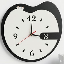 Lodos Tasarım Atölyesi Lodos Modern Kedi Figürlü Dekoratif Ahşap Duvar Saati - Sessiz Mekanizma - Siyah Beyaz Tasarım