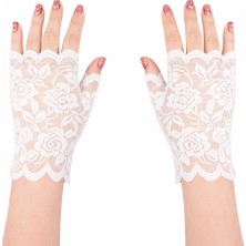 Store Mania Ieg™ Beyaz Dantel Parmaksız Kısa Eldiven