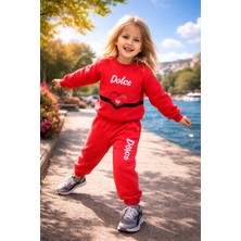 Almira Anne Bebek Çocuklar Için Fuşya Renkli Takım Seti 2-5 Yaş Sweat ve Eşofman Altı