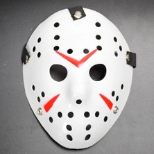 Eco Lounge Beyaz Kırmızı Çizgili Tam Yüz Hokey Maskesi