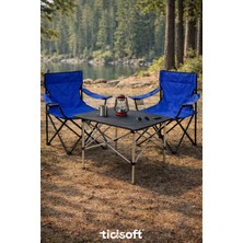 Dayanıklı Taşıma Çantalı Bardaklıklı 2 Adet Kamp Sandalyesi 1 Adet Kamp Masası Katlanabilir 3lü Set