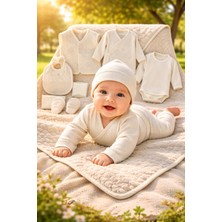 Almira Anne Bebek Bebek Hastane Çıkışı Seti Krem Renkli Pamuklu 10 Parça