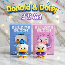 Donald & Daisy 2 Li Mini LEGO Bricks Benzeri Blok Seti | 225 Parça Mikro Yapı Blok. Hediye Paketi