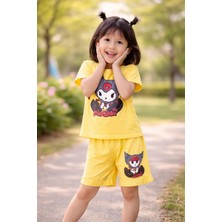 Almira Anne Bebek Kız Çocuk Kuromi Baskılı Kısa Kollu Şort Takım