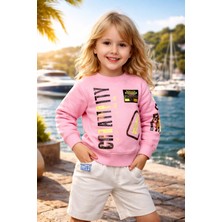 Almira Anne Bebek Kız Çocuk Sweatshirt 3 Yaş Pudra Uzun Kol Renkli Giyim