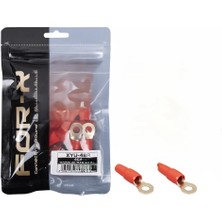 For-x 4 Ga Bakır Yalıtımlı Amfi Kablo Ucu – Kırmızı - 2 Adet - Akü Için Bakır Pabuç - 4ga Amfi Güç Kablosu Ucu - 2 Adet