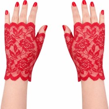 Store Mania Ieg™ Kırmızı Dantel Parmaksız Kısa Eldiven
