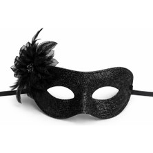 Rivera Tech Rvrstr4 Siyah Simli Tüylü Balo Maskesi – Kadın Parti &amp; Maskeli Balo Maskesi