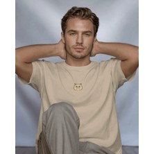 Muhtar Store Erkek Iran Kedisi Baskılı Oversize Tişört – Minimal Persian Cat Tasarım