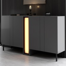 Modatte Mobilya MODATTE Nova Siyah Demir Ayaklı Rgb LED Işık Sistemli Antrasit Konsol