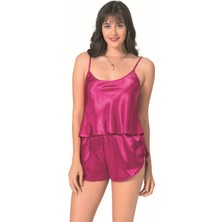 Giyim Vişne Saten Babydoll Şort Takımı Beruflic