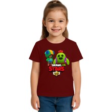 Sedirli Unisex Brawl Stars Baskılı Çocuk Tişört Pamuklu Penye Kumaş