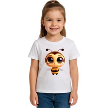 Sedirli Unisex Arı Bee Baskılı Çocuk Tişört Pamuklu Penye Kumaş