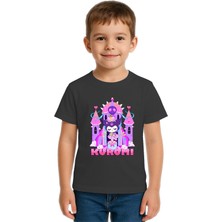 Sedirli Unisex Kuromi Baskılı Çocuk Tişört Pamuklu Penye Kumaş